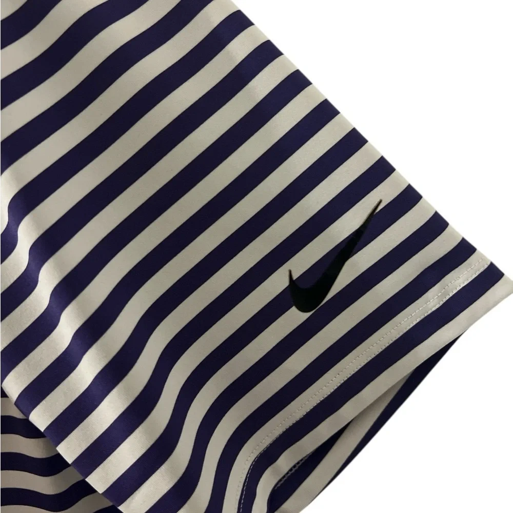 Nike Dri-Fit Purple and White Striped Polo Shirt. SZ/ L